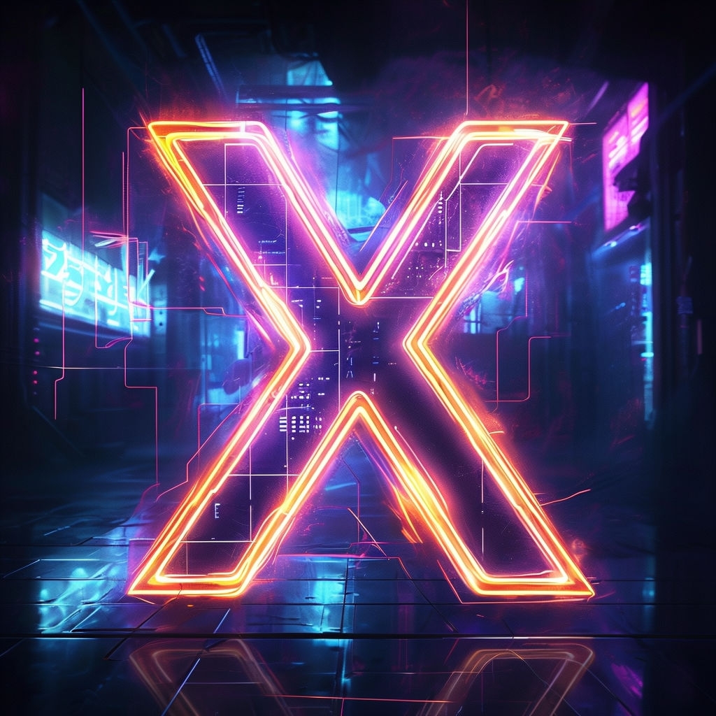 Neon Letter X Cyberpunk Illustration for Modern Artwork Monogram