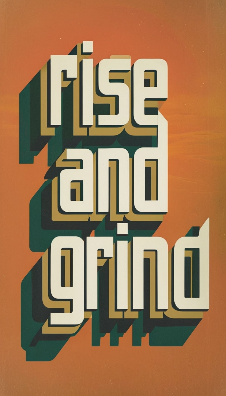Bold Mid-Century Modern Rise and Grind Typographic Poster Phone Case Cover