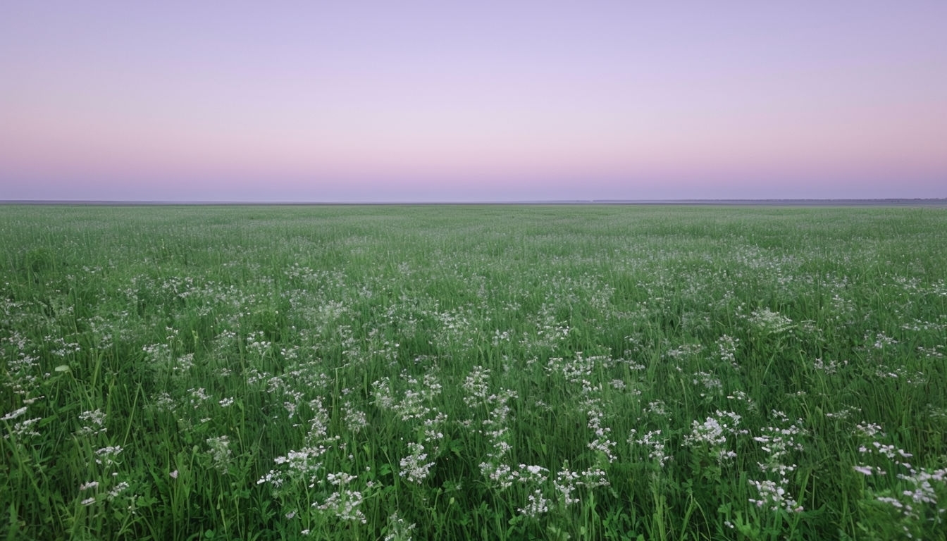 Tranquil Meadow with Wildflowers and Colorful Sky Backgrounds