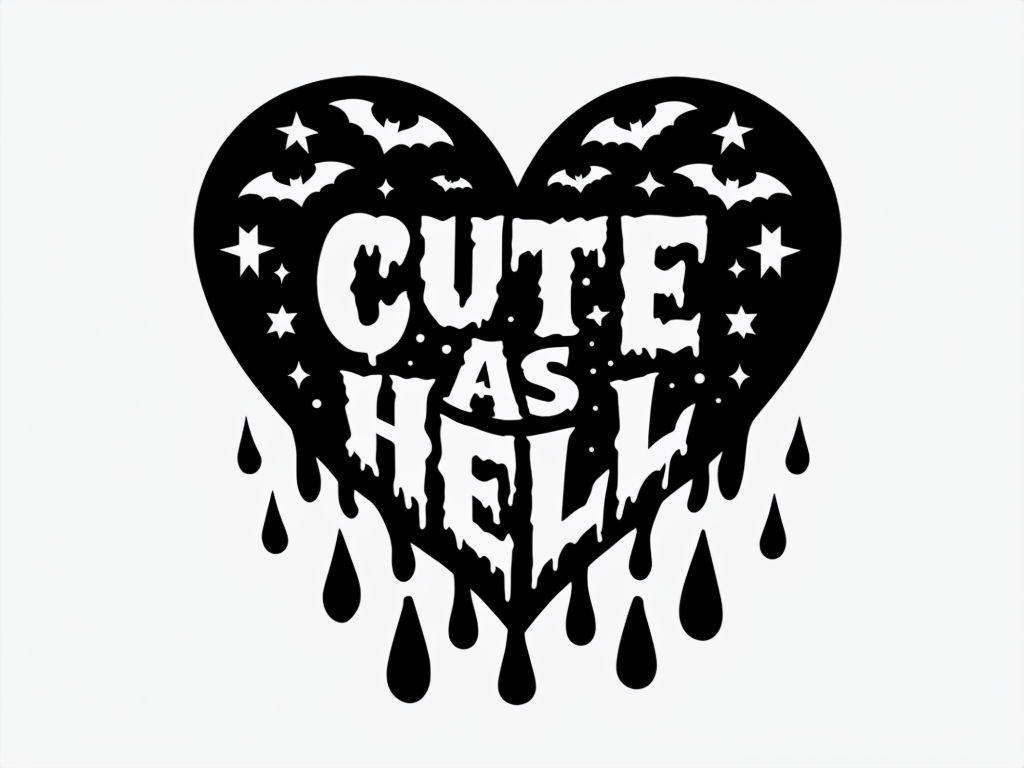 Cute As Hell Gothic Heart Sticker