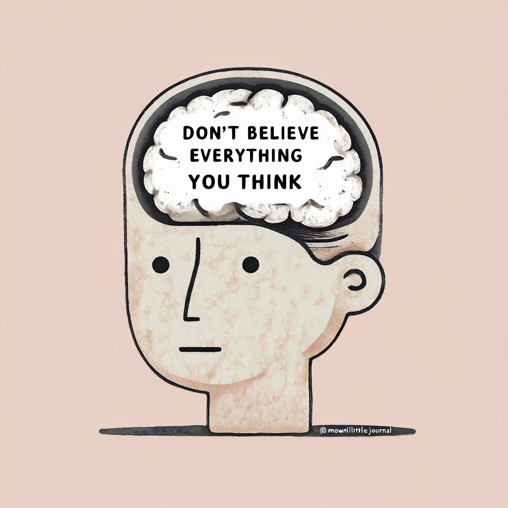 Minimalist Cartoon Head with Open Brain Motivational Poster