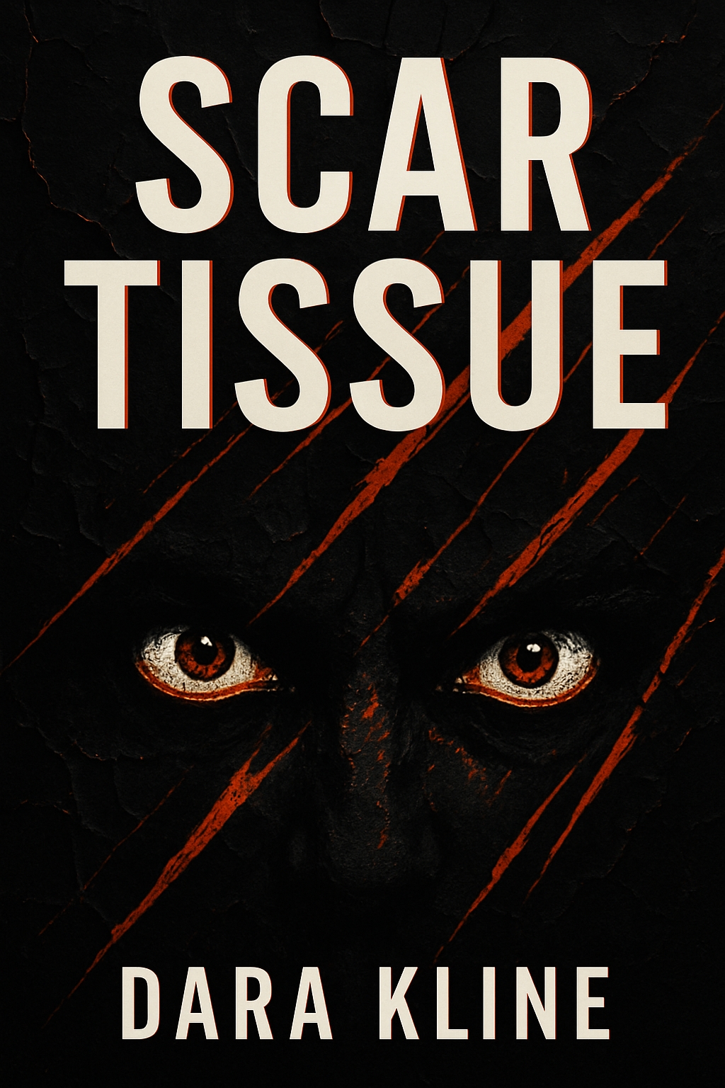 Intense 'Scar Tissue' EBook Cover with Dark Elements and Haunting Eyes