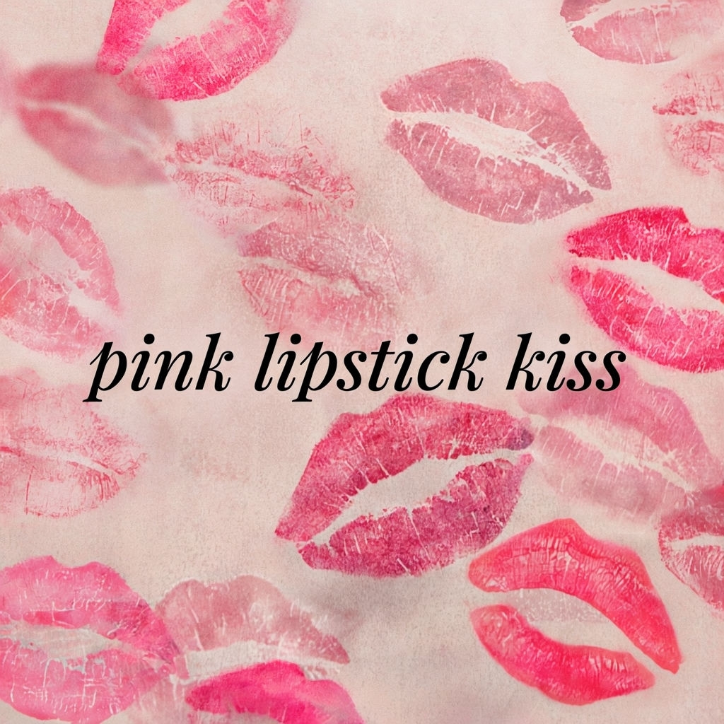 Romantic Pink Lipstick Kiss Prints on Soft Blush Background Spotify Album Cover