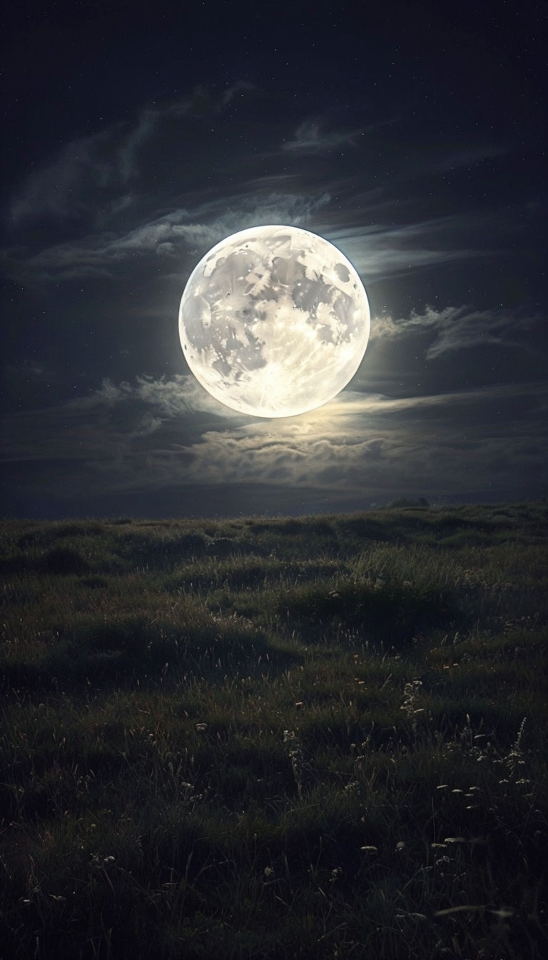 Luminous Full Moon Over Tranquil Meadow Night Phone Case Cover