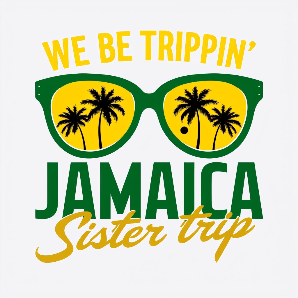 Vibrant WE BE TRIPPIN’ Jamaica Sticker with Sunglasses and Palm Trees
