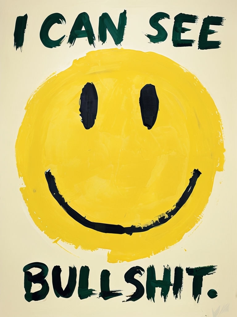 Sarcastic Yellow Smiley Face with Bold Text Art Poster