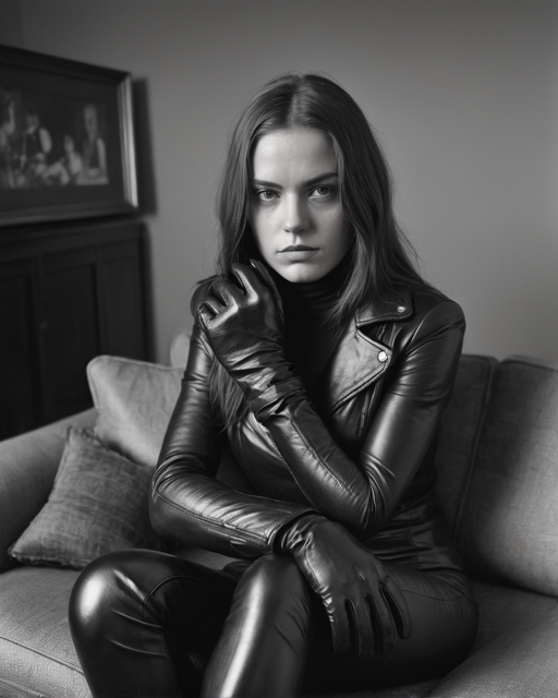 teenage girl with dominant leather clothing - Playground