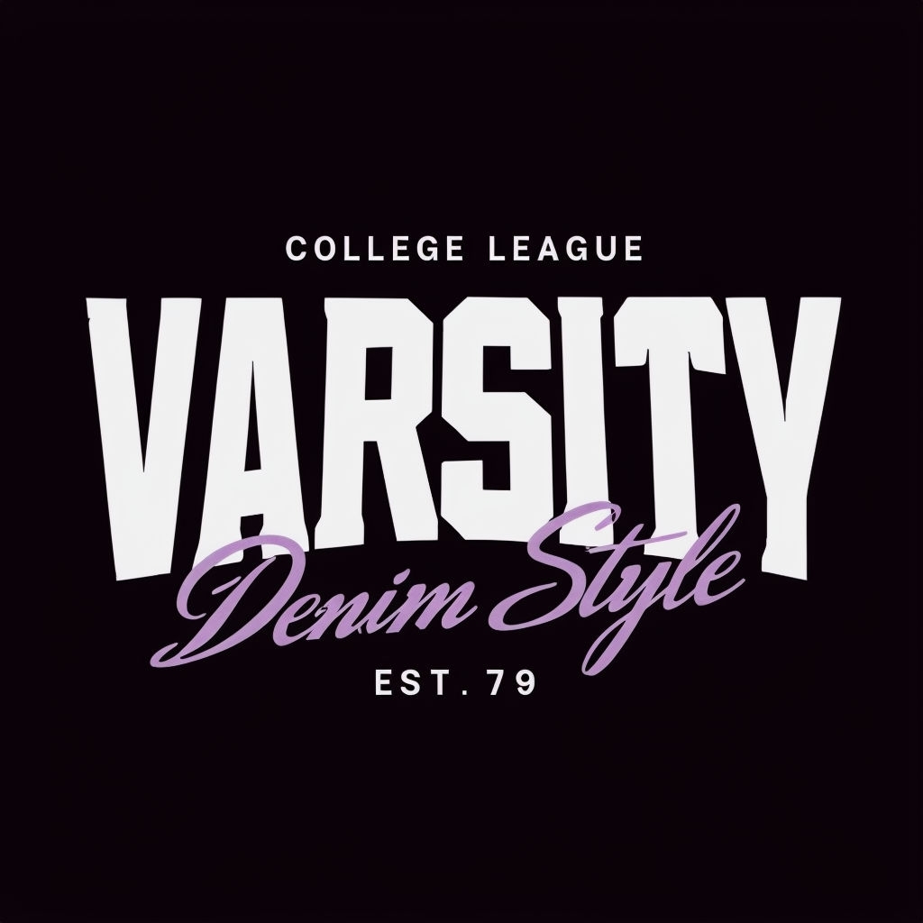 Bold Varsity College League Denim Style T-Shirt Design