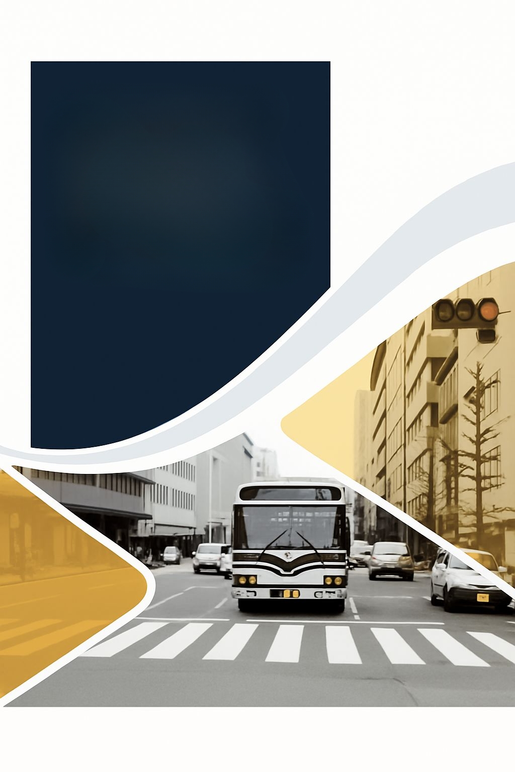 Modern Abstract Urban Street Scene with White Bus Flyer
