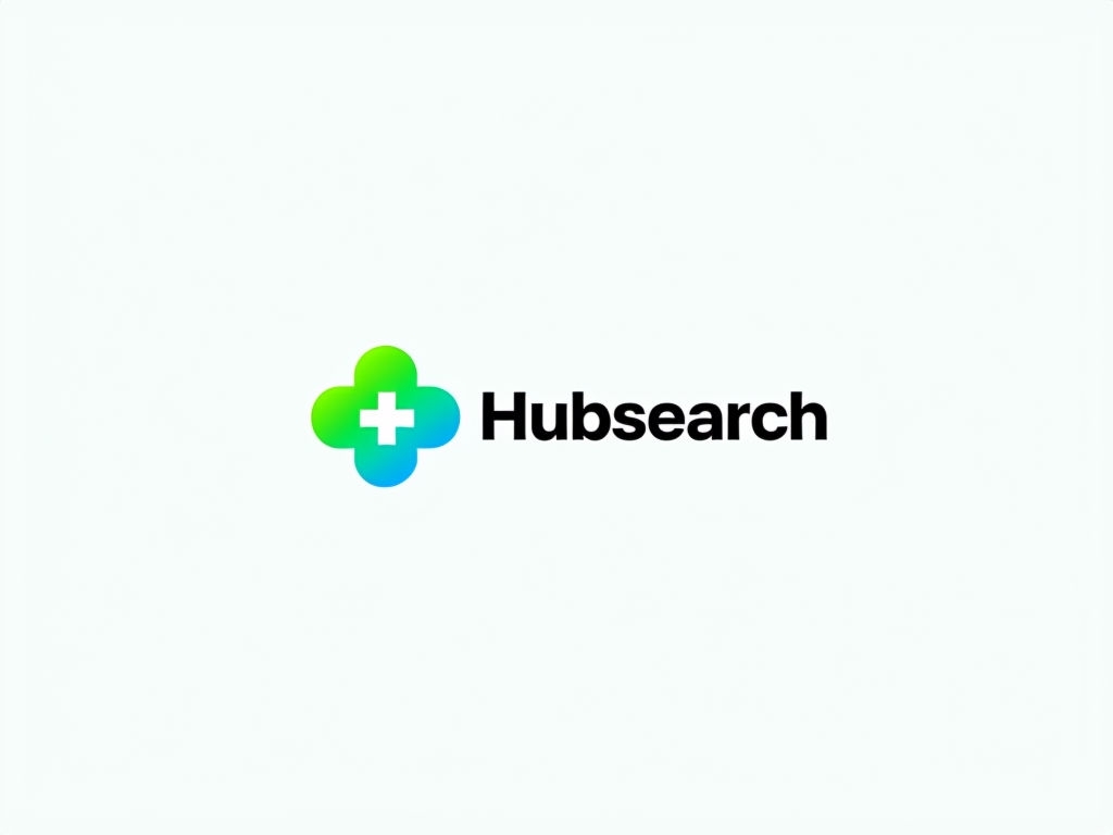 Modern Minimalist Hubsearch Logo with Gradient Cross Symbol