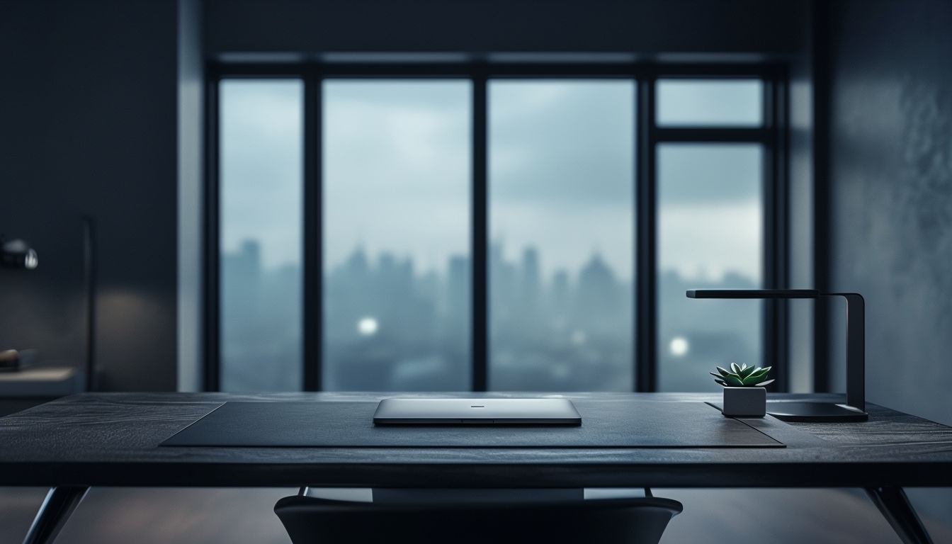 Modern Minimalist Home Office Virtual Background for Productivity