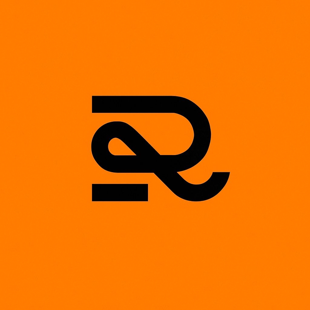 Modern Minimalist Black Symbol on Vibrant Orange Background Logo