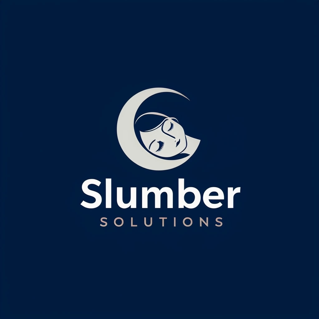 Minimalist Slumber Solutions Logo on Midnight Blue Background