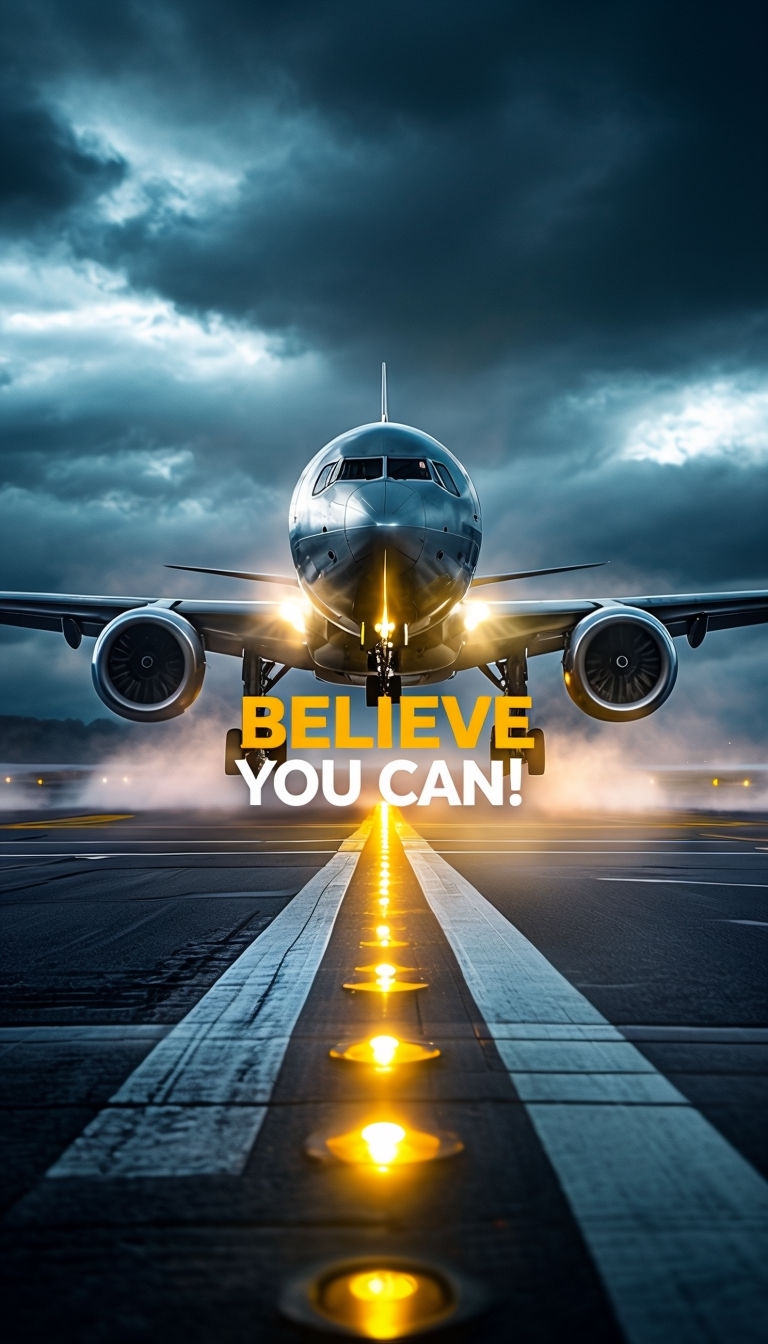 Motivational Airplane Poster with Inspiring 'Believe You Can' Message Mobile Wallpaper