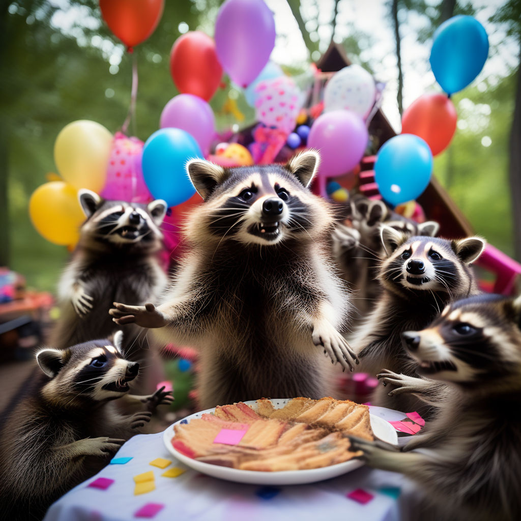 Raccoons throwing a party for a woman named Shannon by Katie Brown ...