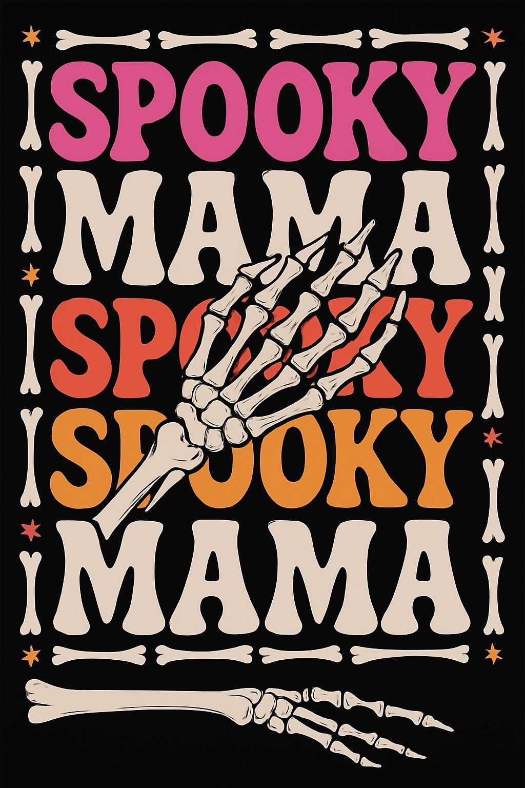 Spooky Mama Halloween Skeleton Hand Illustration T-Shirt