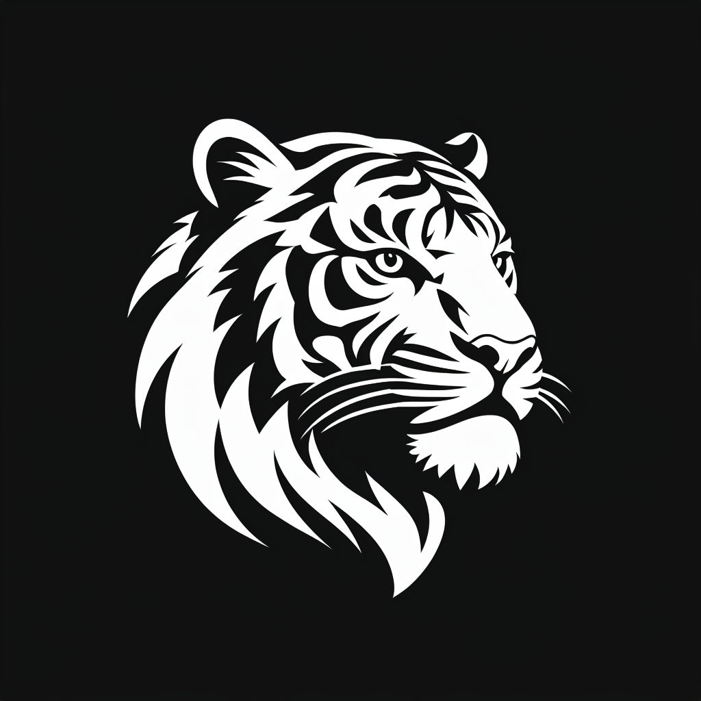 Bold Black and White Tiger Head Vector Illustration Logo