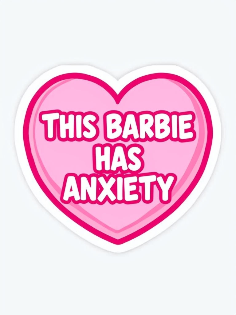 This Barbie Has Anxiety Playful Sticker Design