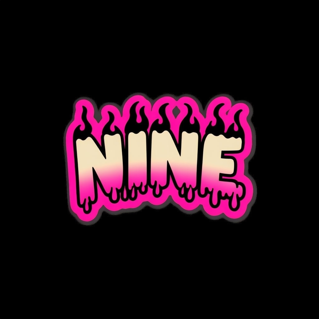 Stylized Bold Nine Text with Fiery Dripping Effect Logo