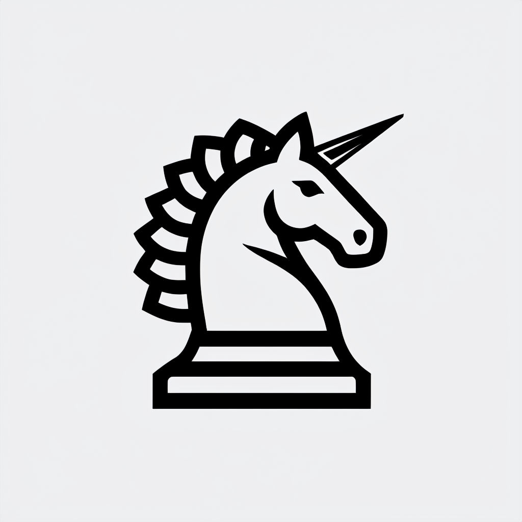 Minimalist Black Line Drawing of Unicorn Chess Piece Mug