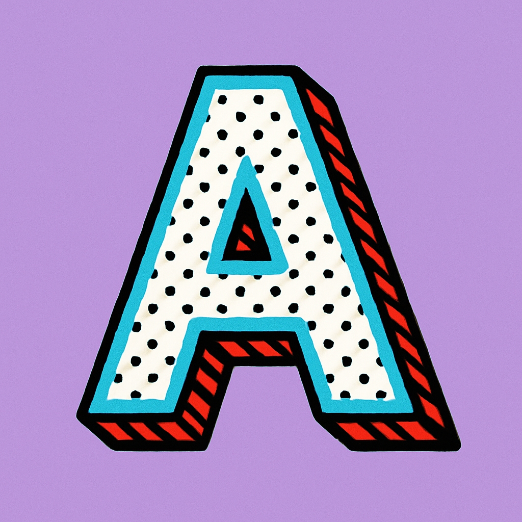 Bold Cartoonish Letter A Design in Pop Art Style Monogram
