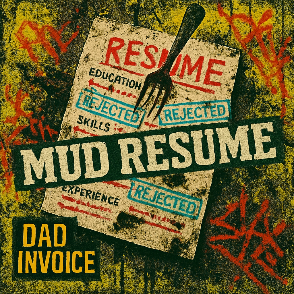 Grunge Mud Resume with Distressed Texture and Reject Stamps Spotify Album Cover