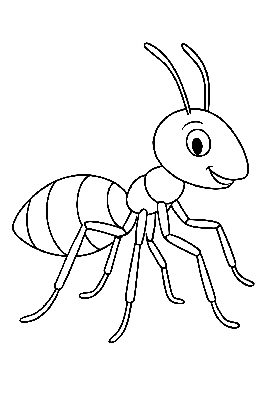 Friendly Cartoon Ant Line Drawing for Kids Coloring Book Pages