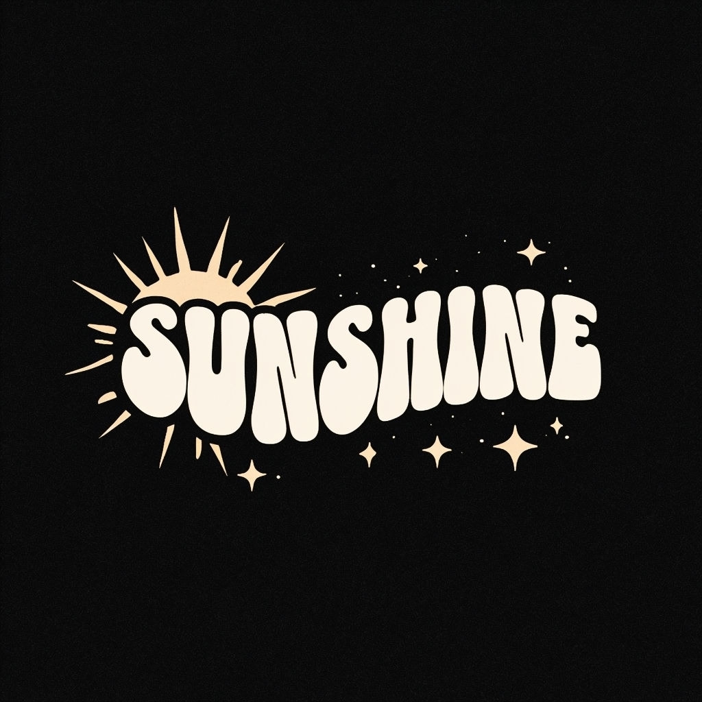 Retro Sunshine Typography with Radiant Sunburst T-Shirt