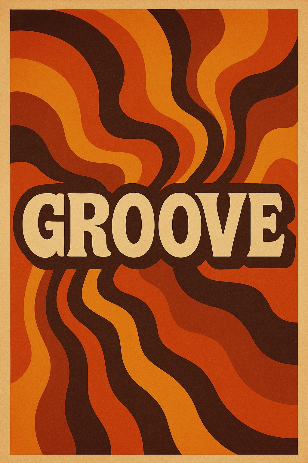 Retro 1970s Groove Typography with Wavy Patterns Poster