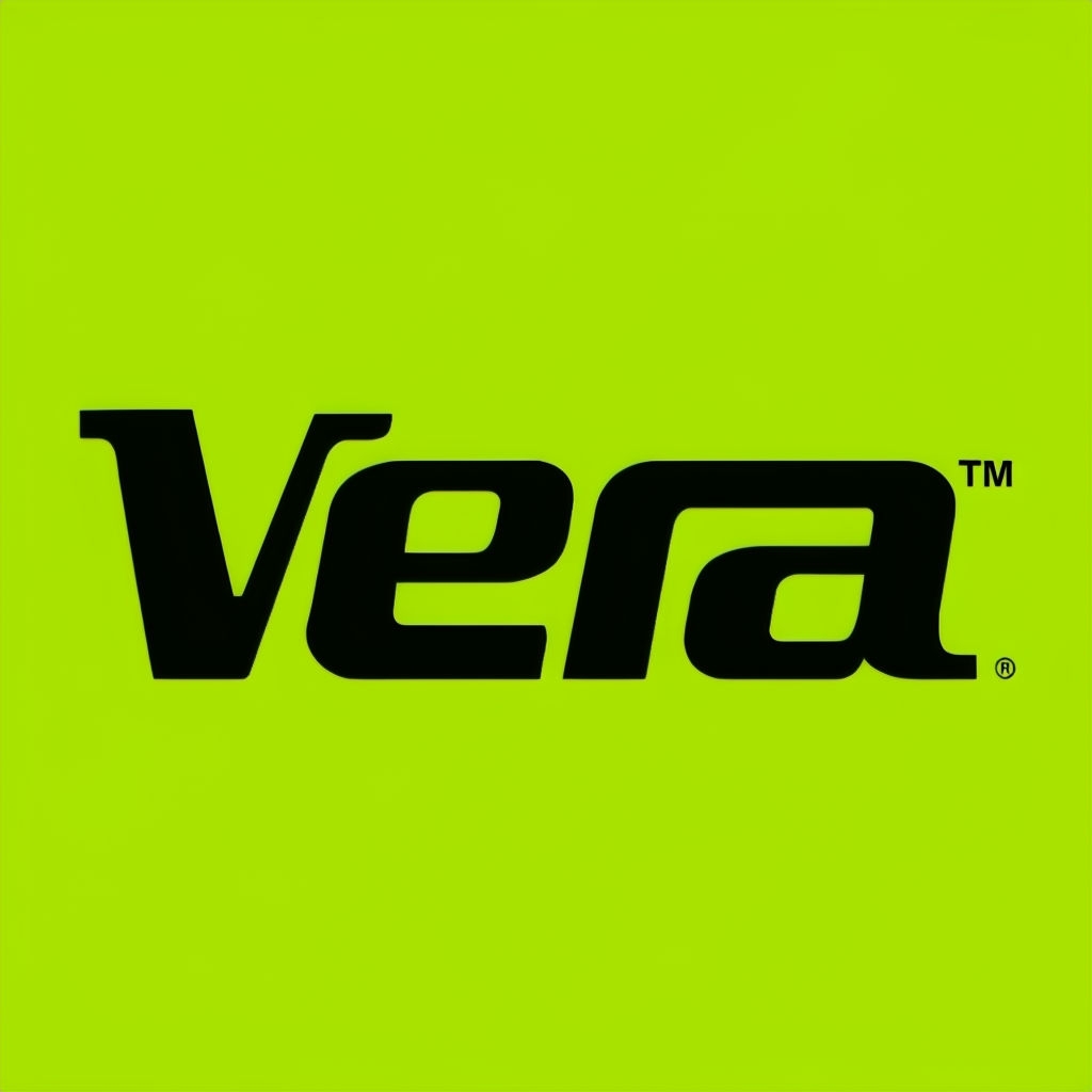 Modern Black Vera Logo on Bright Lime Green Background Logo