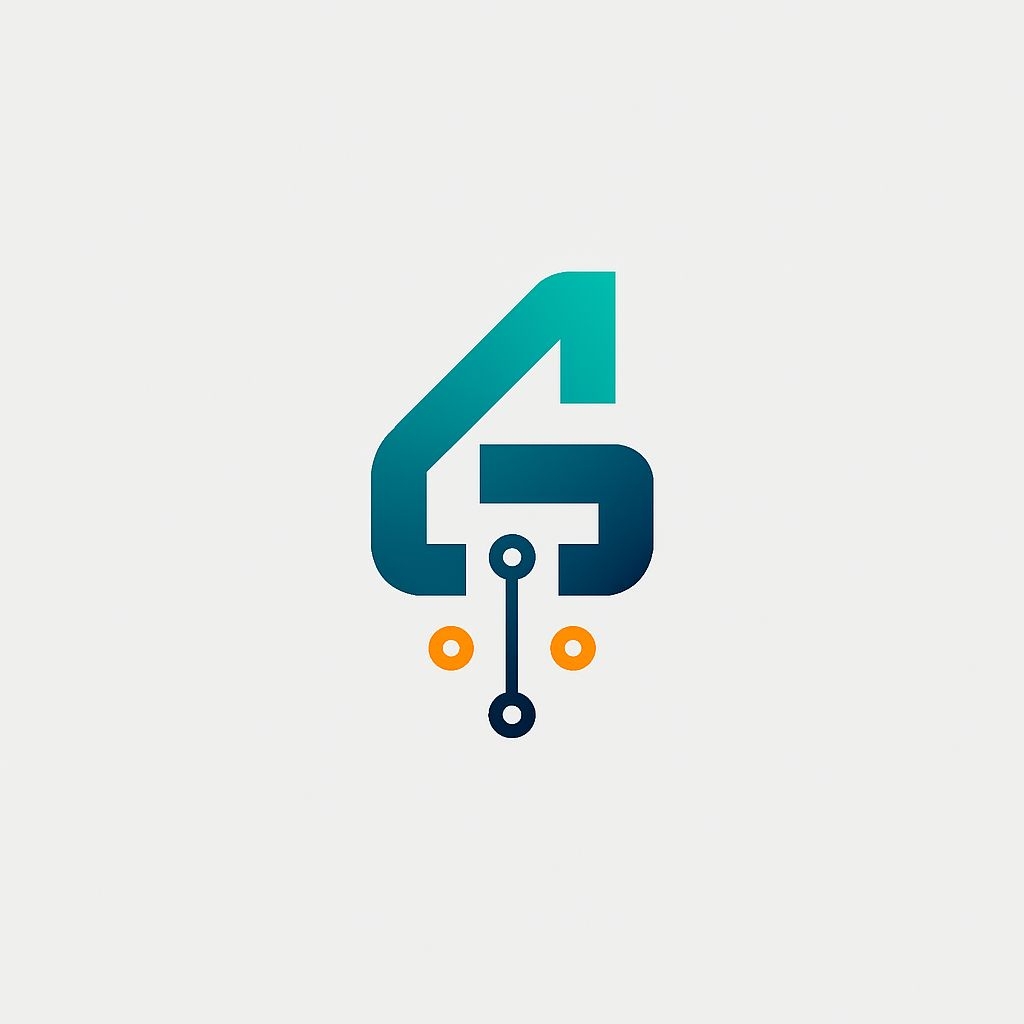 Modern Minimalist Number 4 Logo with Nodes and Gradient Design