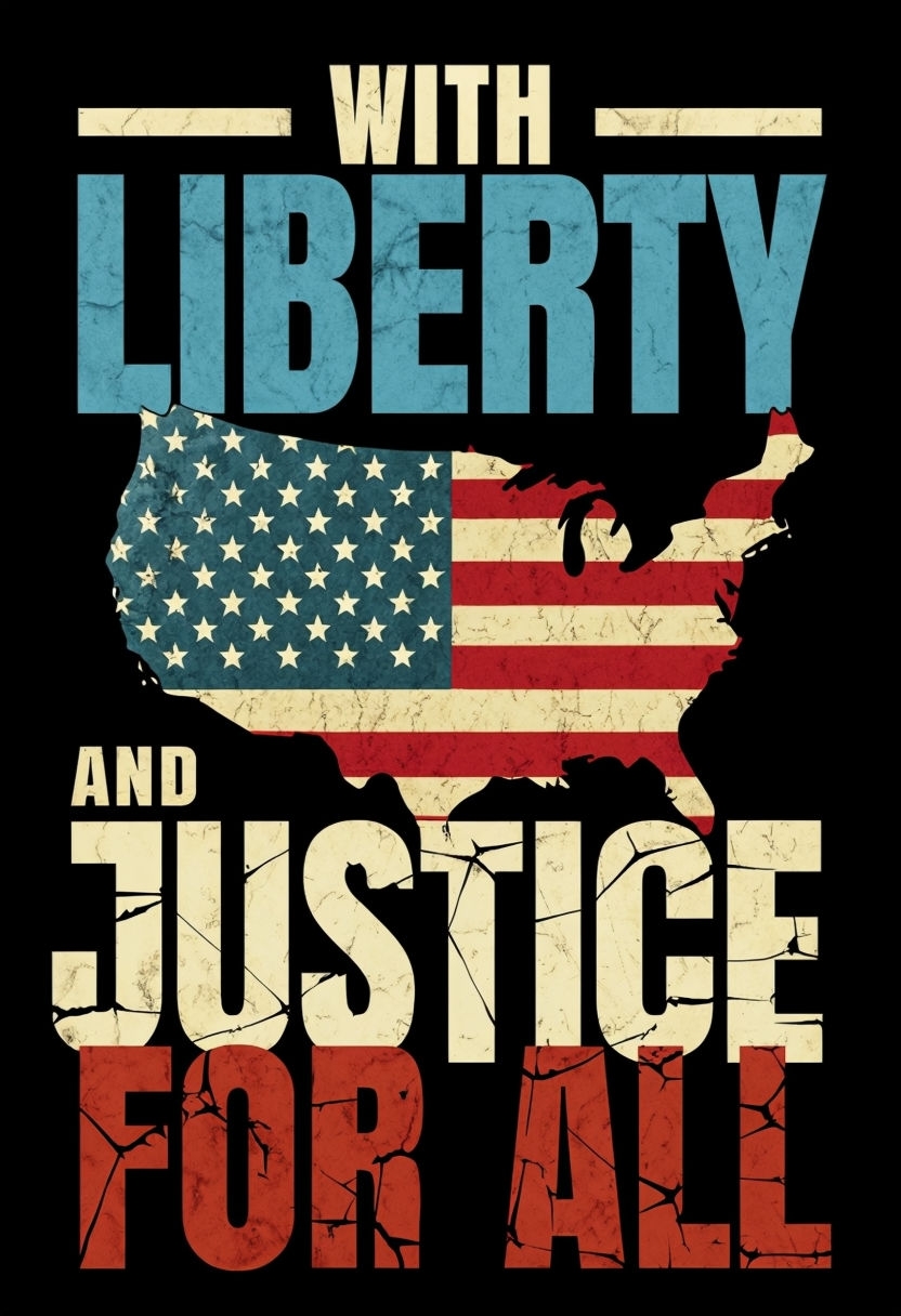 Vintage Liberty and Justice for All USA Map T-Shirt
