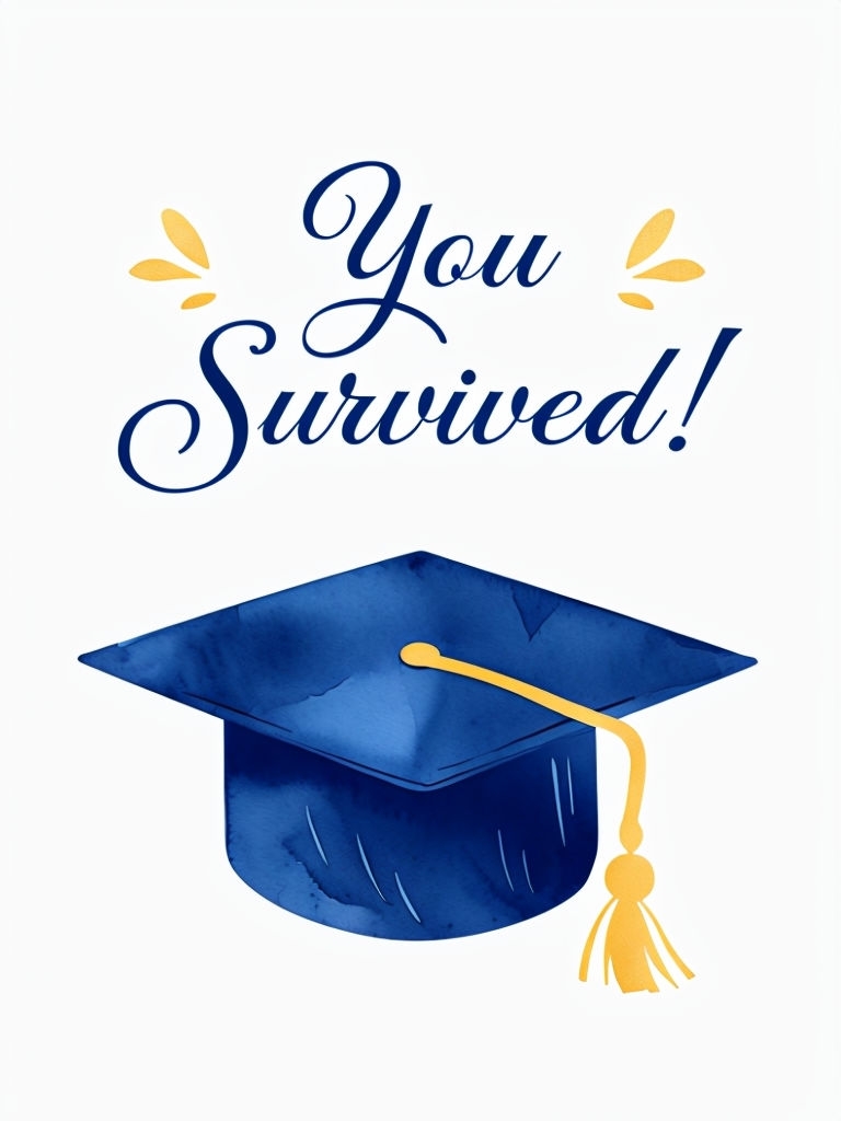 You Survived! Playful Minimalist Graduation Card Design