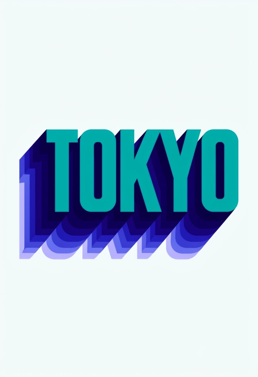 Vibrant Retro Tokyo Typography with Dynamic Shadow Poster