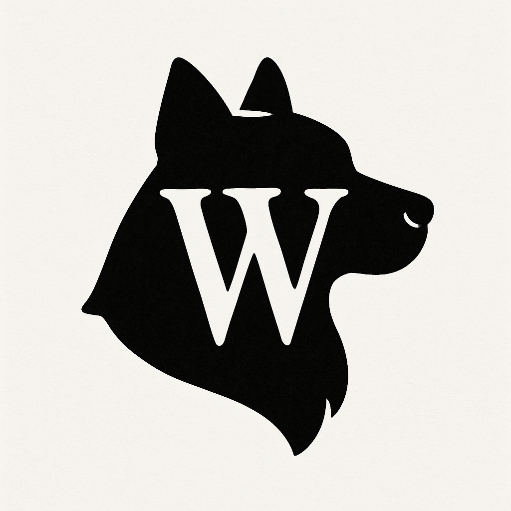 Minimalist Black Dog Silhouette with White W Graphic Hat