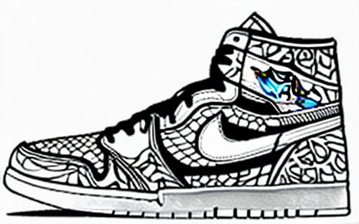A black and white drawing of Mandala Nike Air Jordan Sneaker by Miguel ...