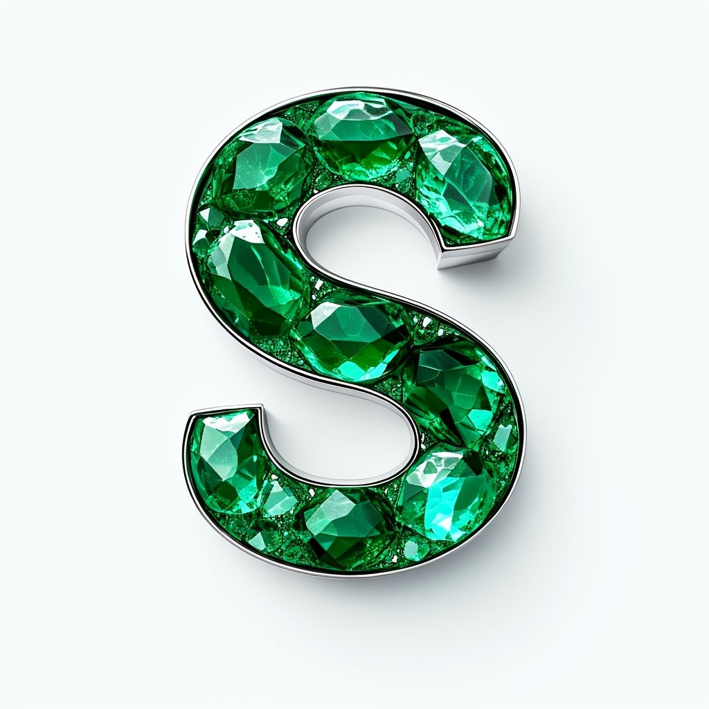 Emerald Green Crystal 'S' Logo for Luxury Branding Monogram