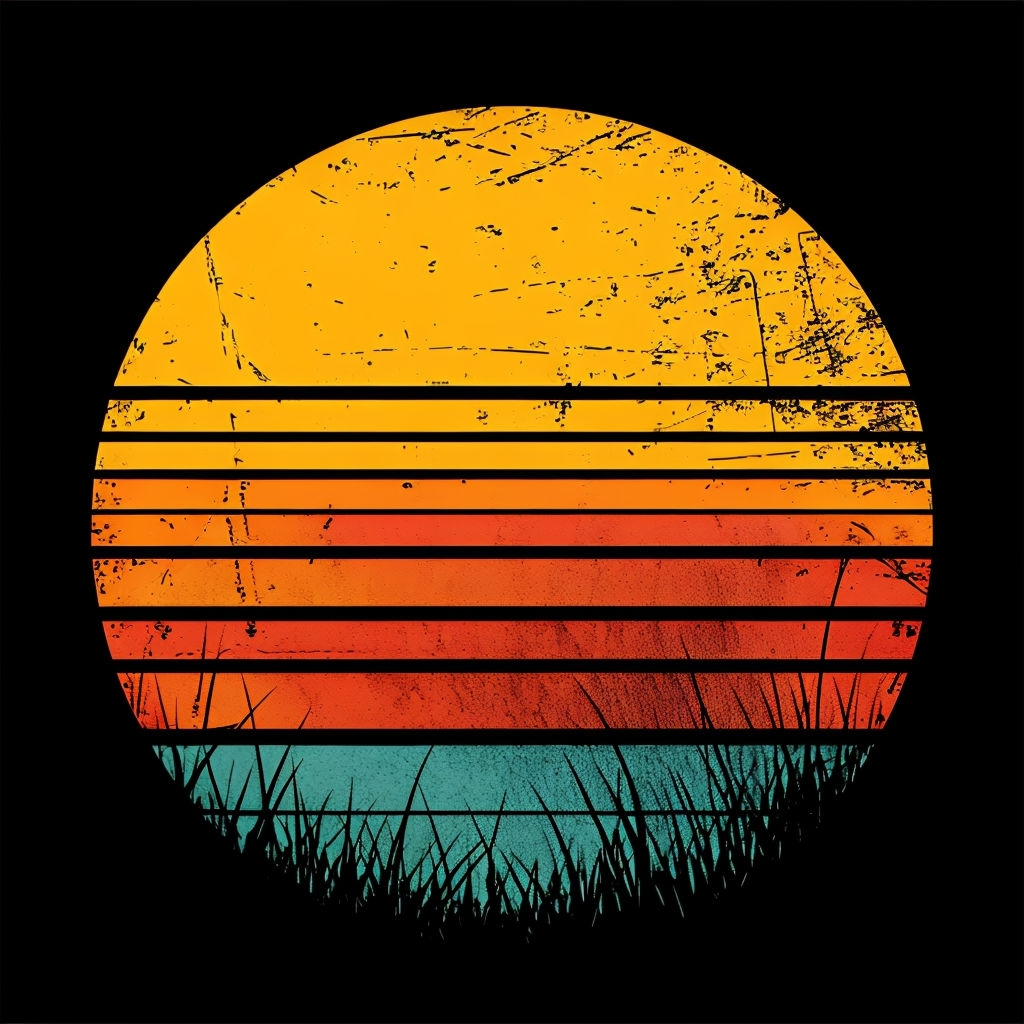 Vintage Retro Striped Circle Graphic Design Poster