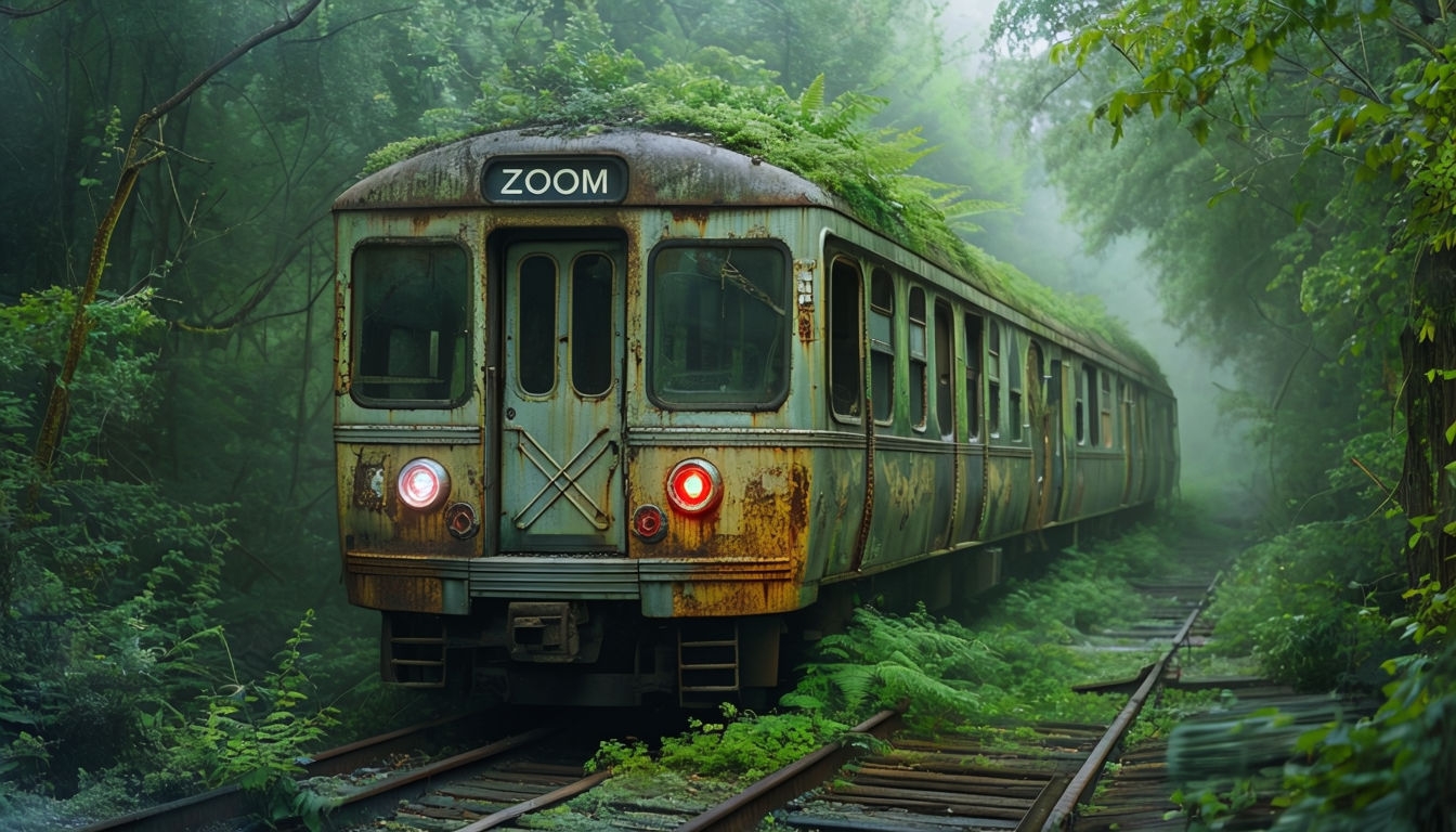 Abandoned ZOOM Subway Train Surrounded by Nature Photograph