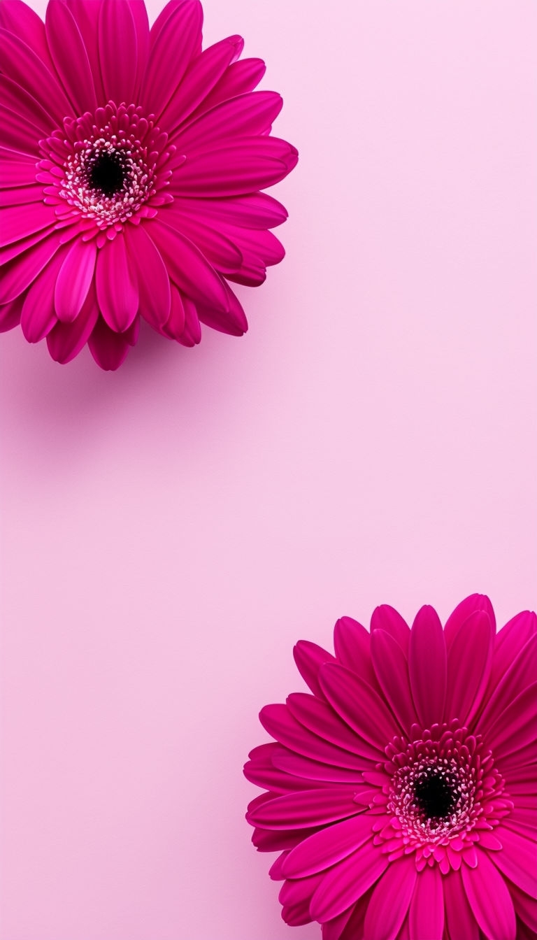 Vibrant Magenta Gerbera Daisies on Light Pink Background Social Media Post