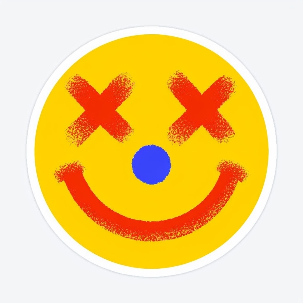 Playful Cartoon Smiley Face Sticker with Vibrant Colors