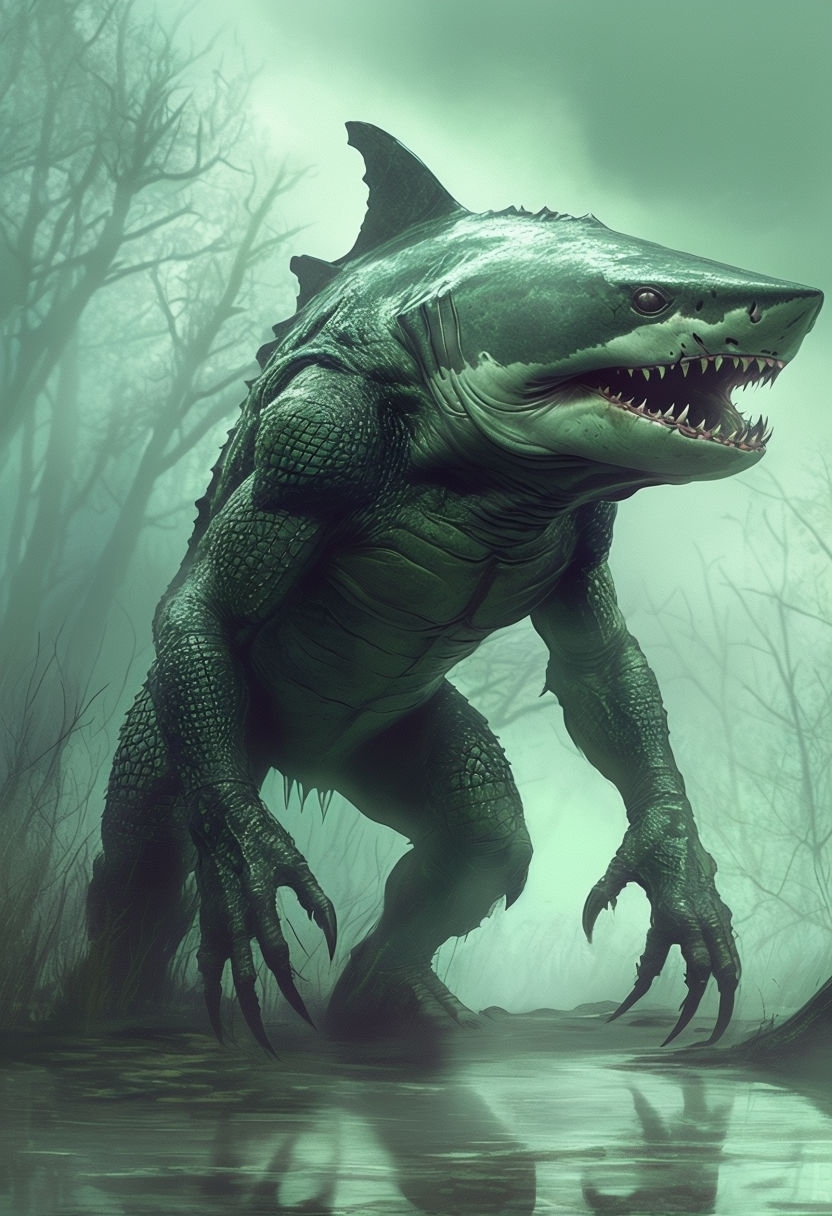 Ominous Dark Fantasy Creature in Foggy Forest Mobile Wallpaper