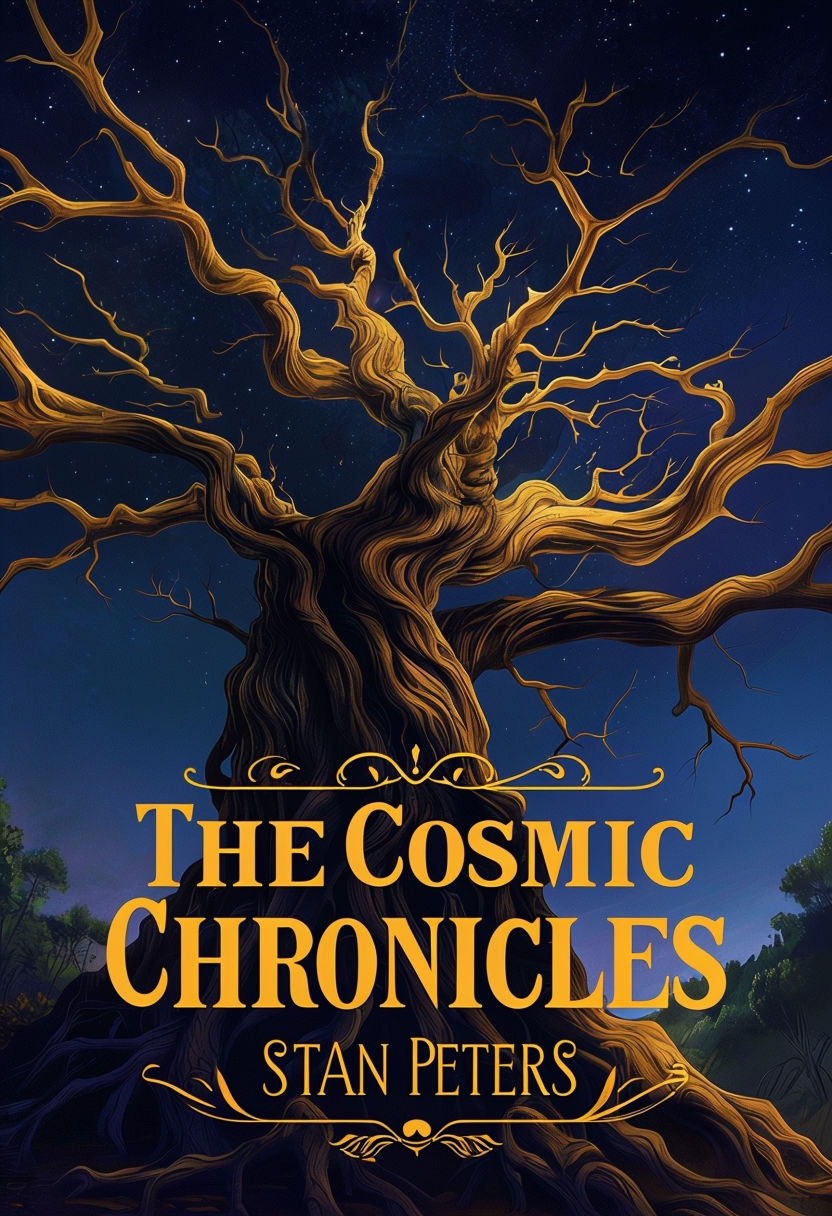 Ancient Tree Under Stars in Mystical Cosmic Chronicles Cover EBook Cover