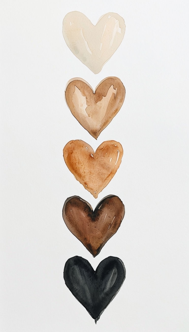 Minimalist Watercolor Heart Arrangement Phone Case Cover