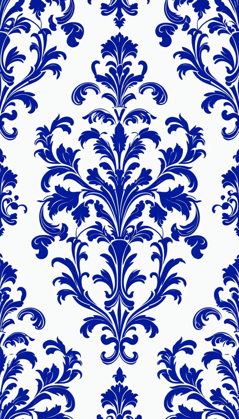 Elegant Royal Blue Floral Damask Pattern Phone Case Cover