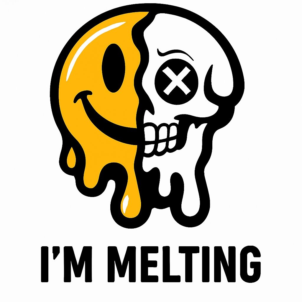 Dual-Faced Cartoon Emoji I'm Melting Illustration Mug