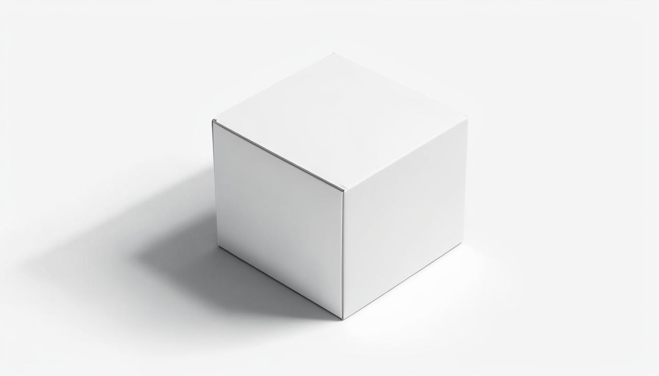 Minimalist White Cube Box Mockup with Soft Shadow