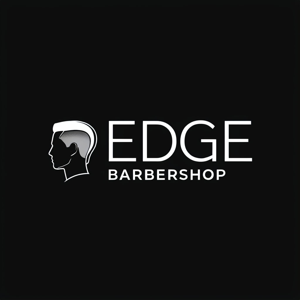 Minimalist EDGE Barbershop Logo with Stylish Head Silhouette