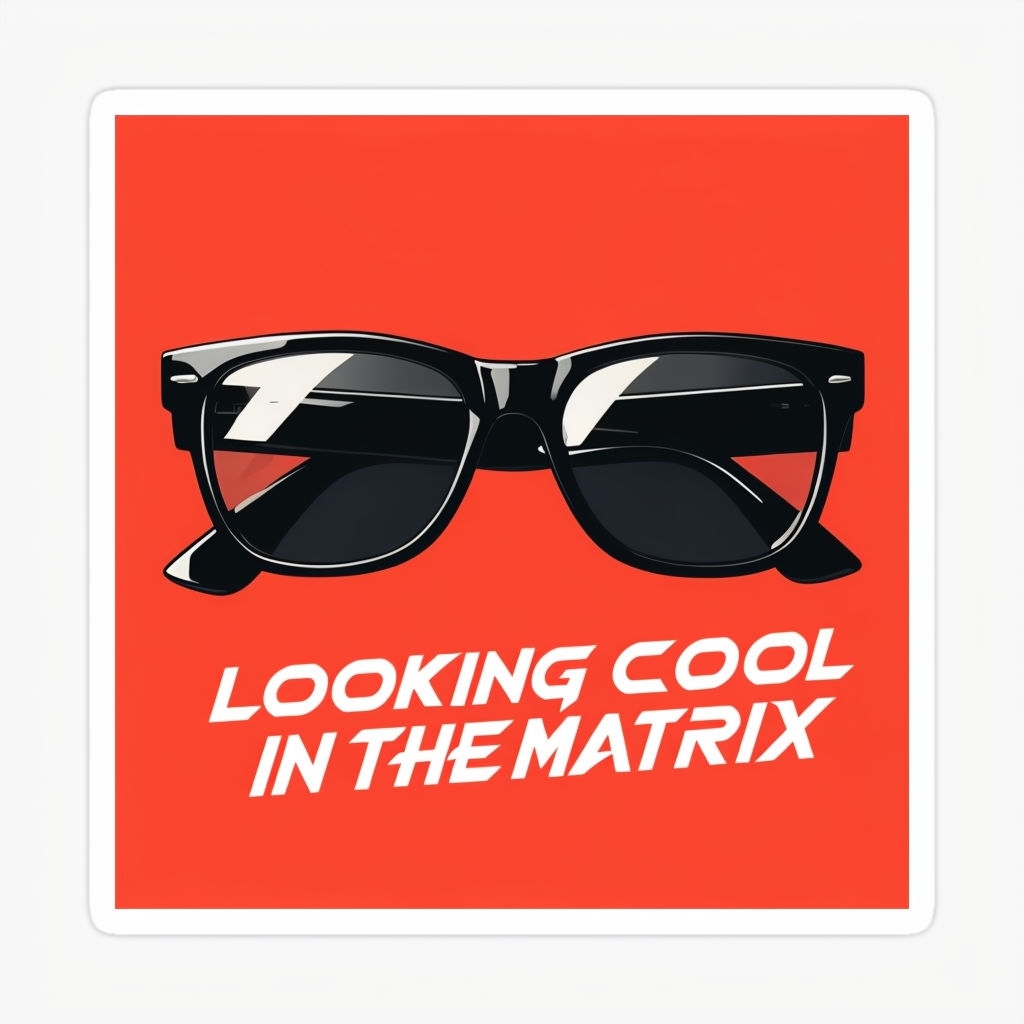 Sleek Black Sunglasses Looking Cool Sticker