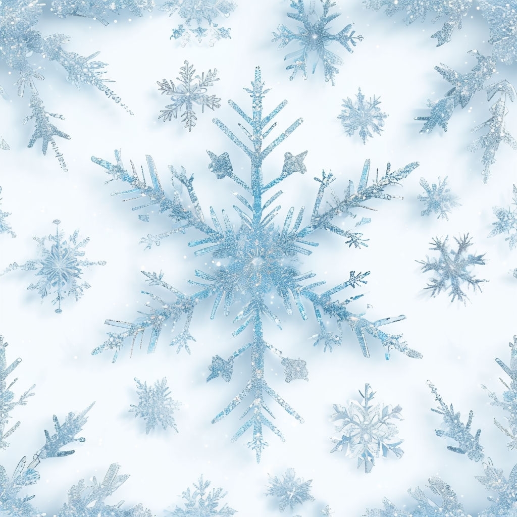 Serene Winter Glittery Snowflakes Seamless Pattern Design